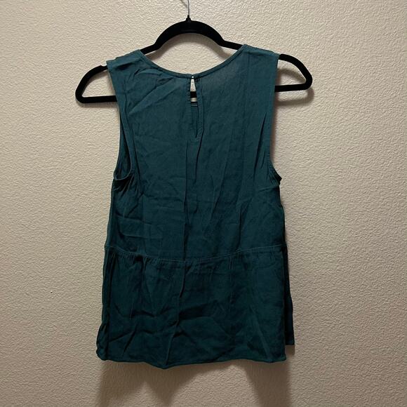 Madewell Pine Forest Green Ruffle  Peplum Dark Teal Tank Top Size XS - Picture 8 of 8